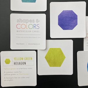 Cartões de aquarela de formas e cores - Cartões de formas - Cartões de cores - Formas e cores - Cartões flash para educação domiciliar - Aprendizagem Montessori - PreK