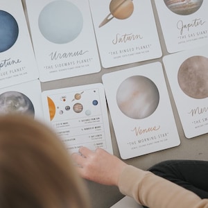 Illustrated Solar System Flash Cards - Solar System Cards - homeschool card sets - planet study - astronomy card set - outer space card set