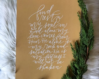 Psalm 62 - Handlettered Scripture - Handlettered Bible Verse