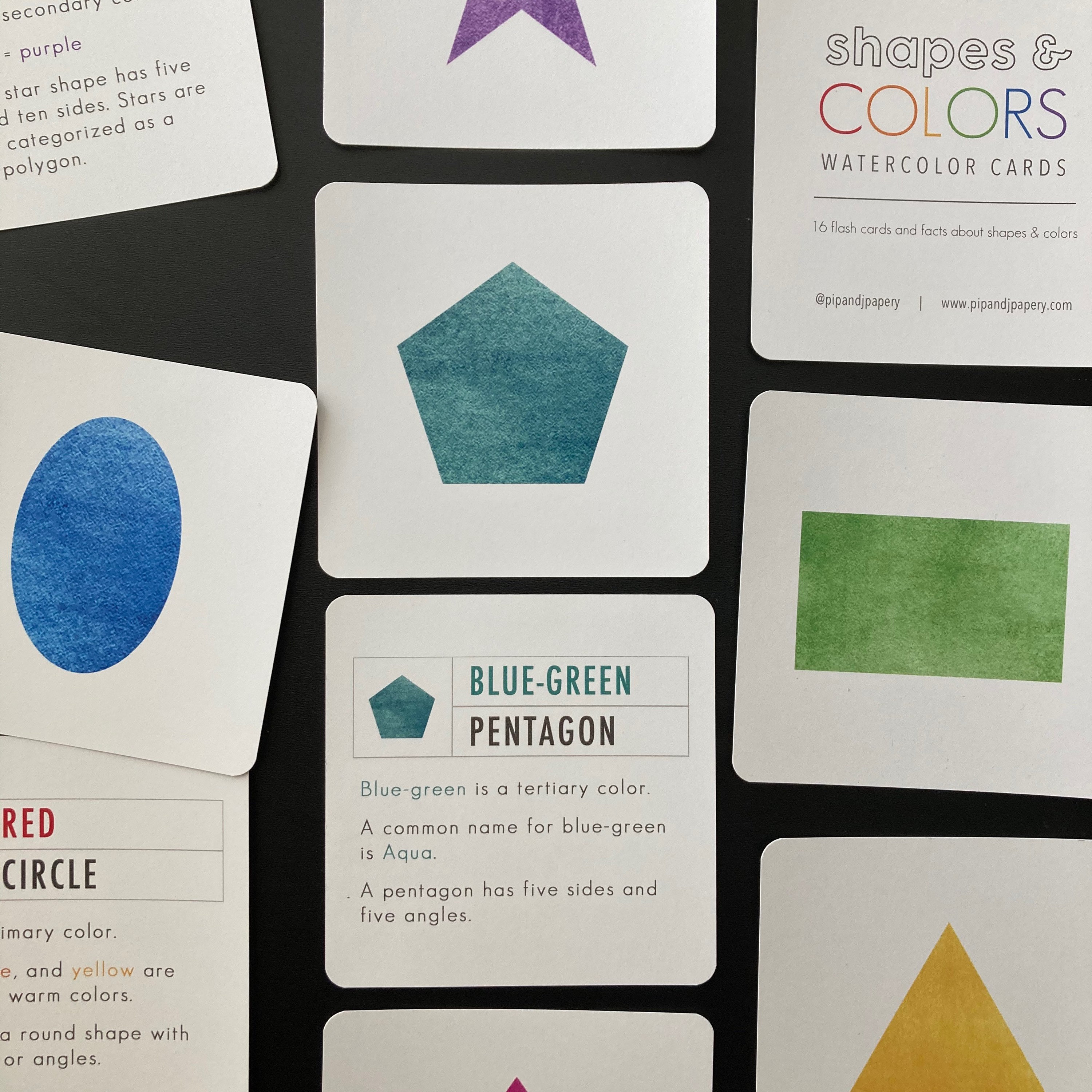 Shapes and Colors Watercolor Cards Shape Cards Color Cards - Etsy