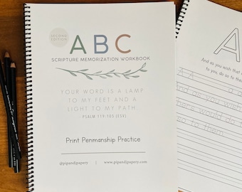 ABC Scripture Memorization Workbook – Penmanship Practice, Homeschool