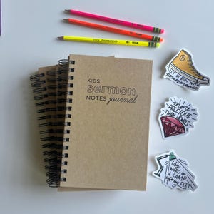 Diario de notas de sermones para niños, notas de la iglesia, notas de sermones, diario de la escuela dominical, diario para niños, notas de la iglesia para niños