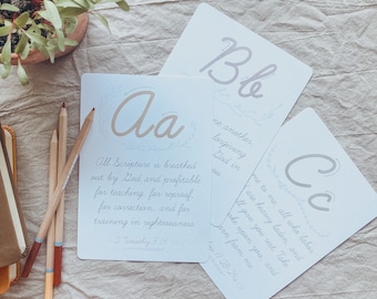 Cursive ABC Scripture Cards – Homeschool Bible Memory