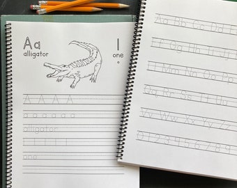 Animal ABC Copywork Workbook, Penmanship Practice, Homeschool