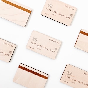 Carte de crédit jouet en bois - Jeu de simulation - Banque de maman / papa / grand-mère / grand-père