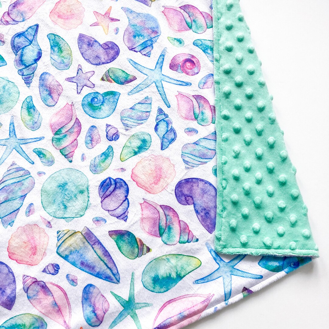 Minky Baby Blanket Plush Baby Blanket Seashell Blanket Etsy