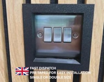 Acoustic Panel Light Switch Surround for Wood Slat Wall Panels - Pre Taped for easy installation - Made in UK