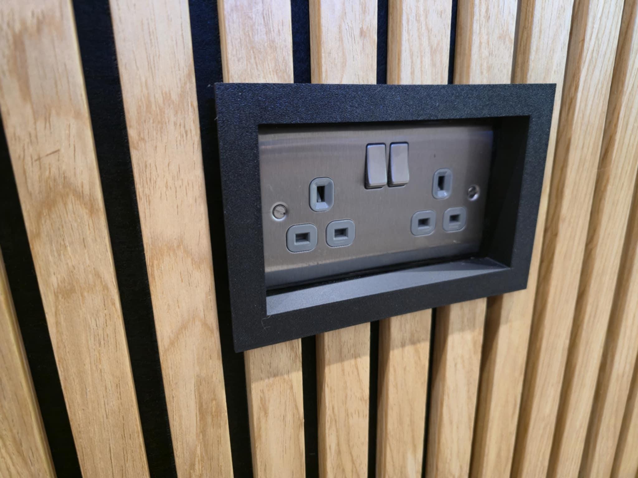 Acoustic Panel Double Socket 13amp Plug Surround for Wood Slat Wall ...