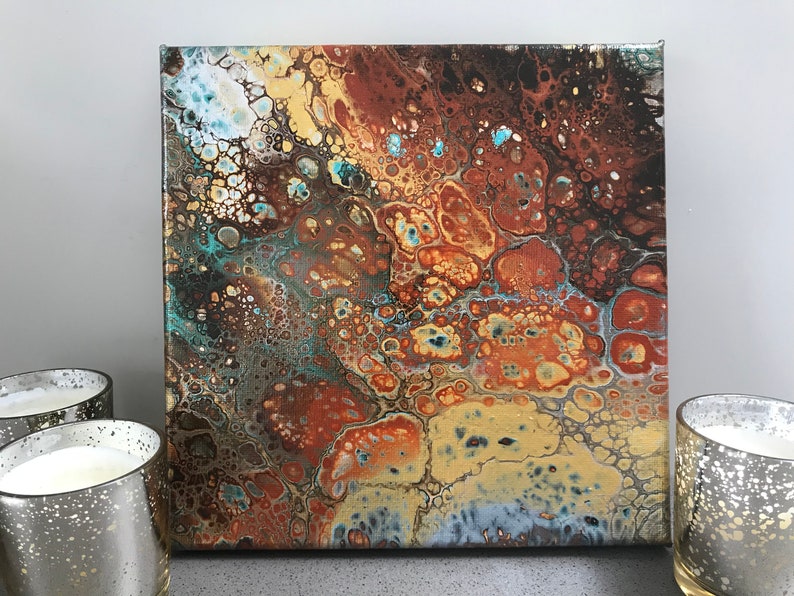 Turquoise Gold Brown Painting Original Painting Art Decor Wall Etsy