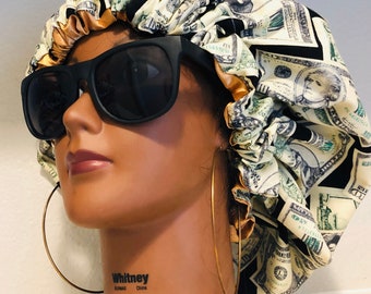 Money Hair Bonnet  Night sleep Cap outside wear inside wear gift