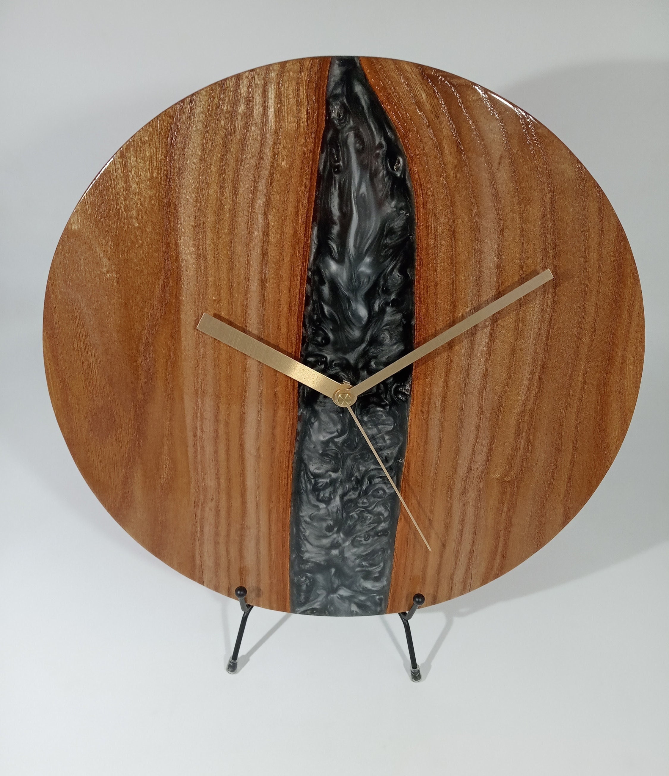 Horloge en Bois | Orme et Résine Époxy Blanc/Gris Noir