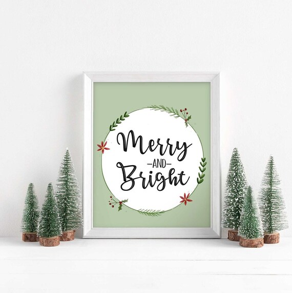 Holiday Decor DIGITAL DOWNLOAD Merry Merry Holiday Printable Christmas Print Holiday Quote Christmas Print Colorful Christmas Art