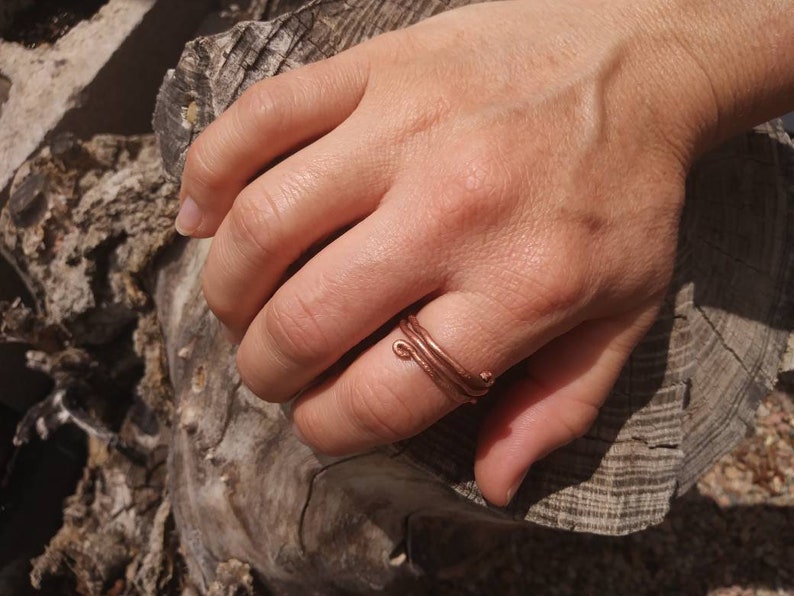 Copper coil elven style adjustable ring
