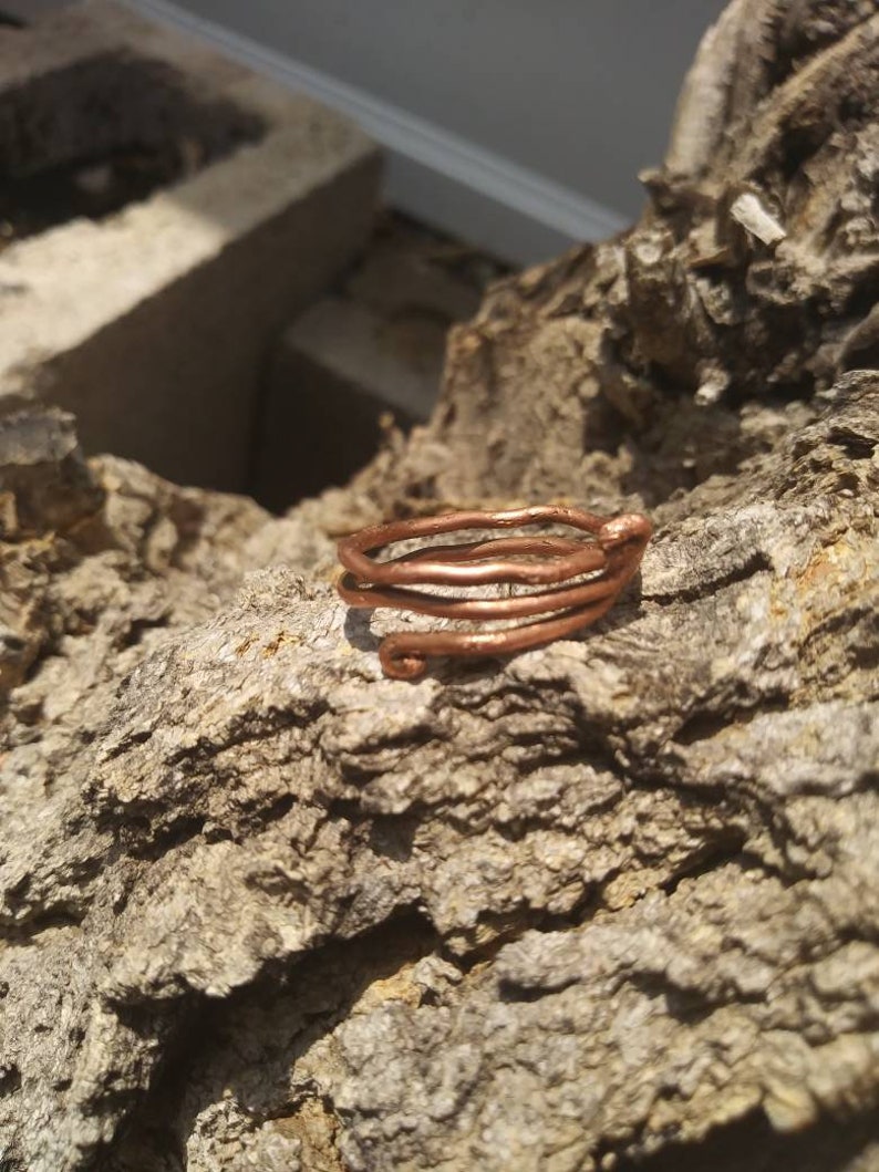 Copper coil elven style adjustable ring