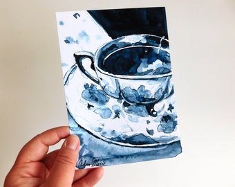 Aquarell Teetasse 13x18 Kunstdruck