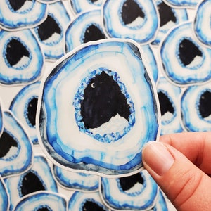 Geode Sticker Blue Watercolor Mountain Crystal Geode Sticker - Etsy