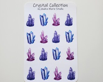 Watercolor Crystal Sticker Sheet, Planner Stickers