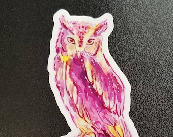 Pink and Yellow Waterbottle Owl Sticker