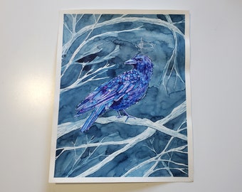 Royal Raven 2 11x14" Original Watercolor Painting
