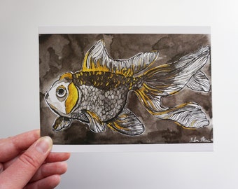 5x7 Ink Goldfish Art Print