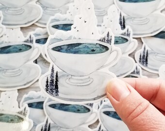 Mountain Tea Vinyl Water Bottle Sticker