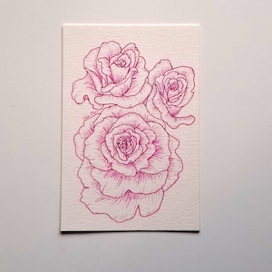 バラのインクスケッチ、バラの絵、オリジナルアートのバラ バラのインクスケッチ、バラの絵、オリジナルアートのバラ