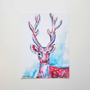 Spotted Deer 5x7 Watercolor Art Print, Chital Deer