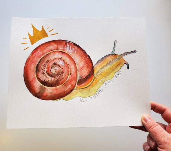 蝸牛オリジナル絵画 不滅のカタツムリ水彩画 8x10 オリジナル絵画 - Etsy 日本