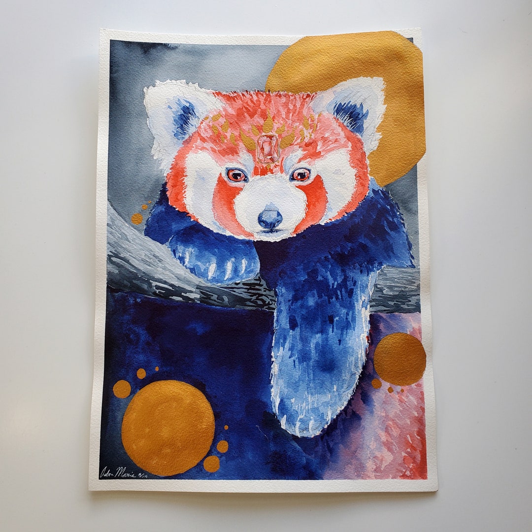 Red Panda Queen Original Watercolor Painting Etsy