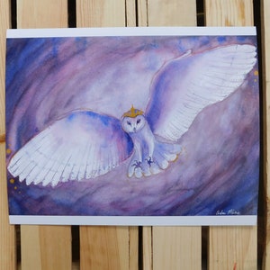 Aquarell Eulenkönigin Art Print