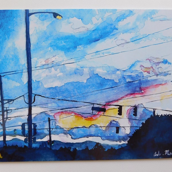 Watercolor Sunset 5x7 Print