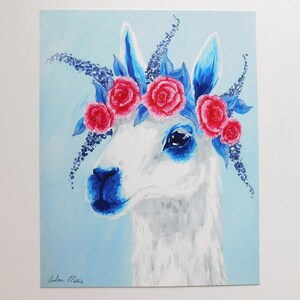 Llama Flower Crown Art Print