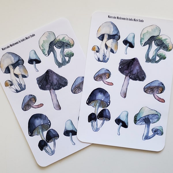 Watercolor Mushroom Sticker Sheet