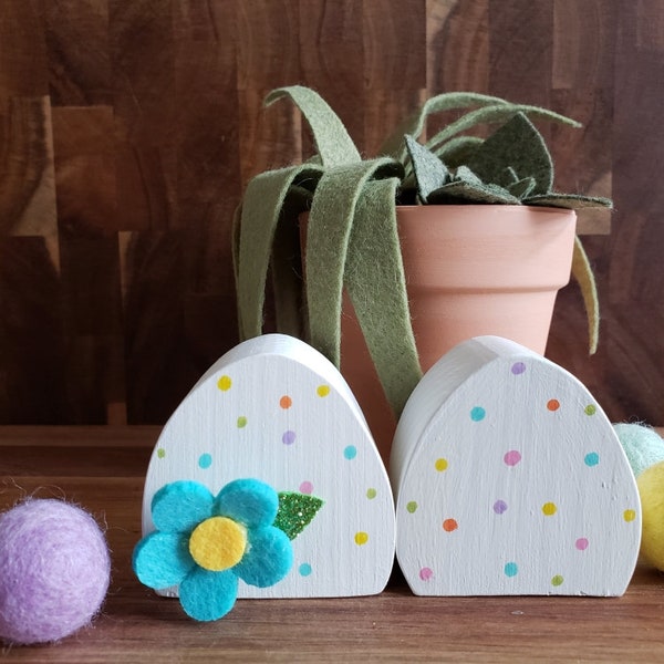 Wooden Eggs, Easter Eggs, Dotted, Tiered Tray Decor, Easter Decor, Spring Home Decor, Shelf Sitters, Whimsy, Whimsical,