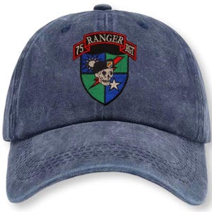 Embroidered Hat US Army 75th Ranger Regiment, Veteran Cap, Trucker Vintage Navy Hat