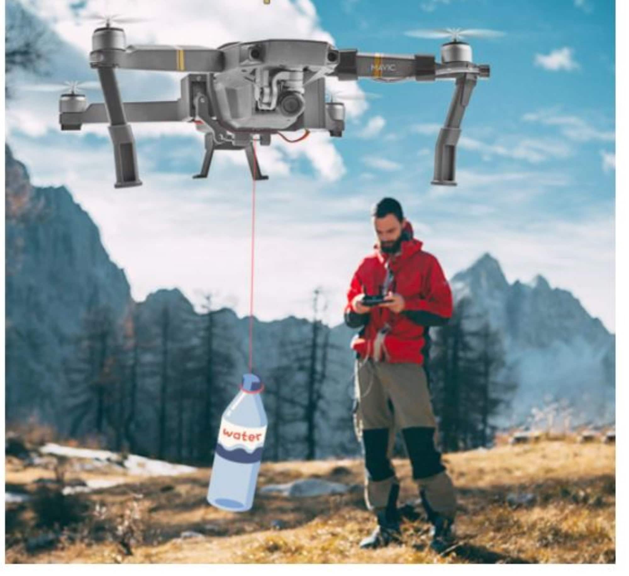 DJI Mavic 2 (All Ver 2 Models) and Mavic Air 2 Drop / Payload Kit.  Allows delivery or packages and small items!