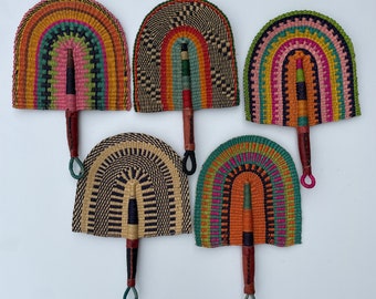 Handwoven Bolga Fan, African Fan, African Wall Decor, Decorative Fan, Boho Fan Decor, Handwoven African Fan - Multicolored #1