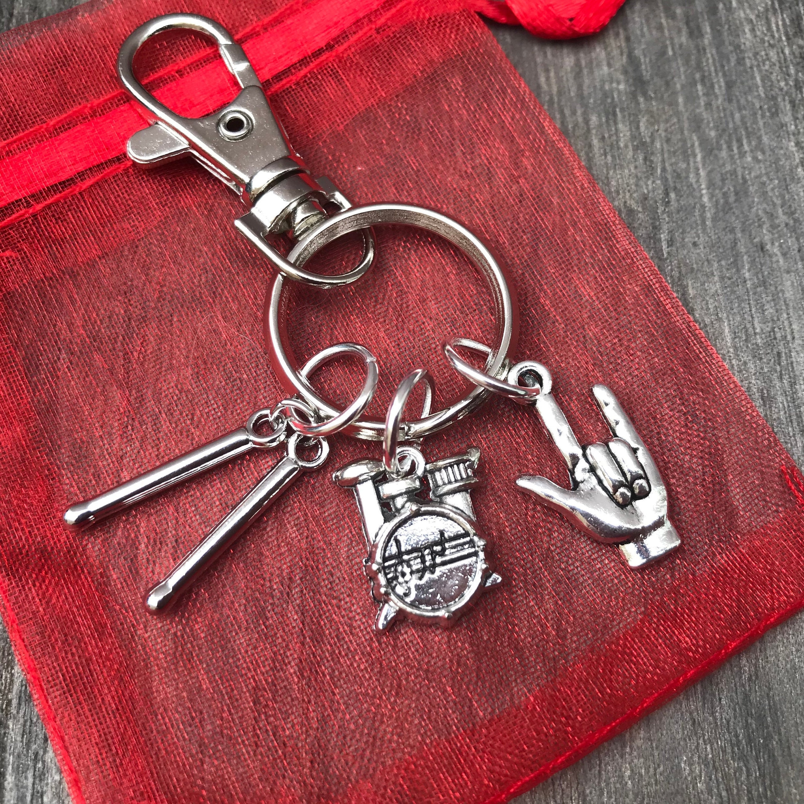 Drummers keychain Drums keychain drum keyring music gift gifts for him drummers gift drum sticks gifts for her musicians keyring