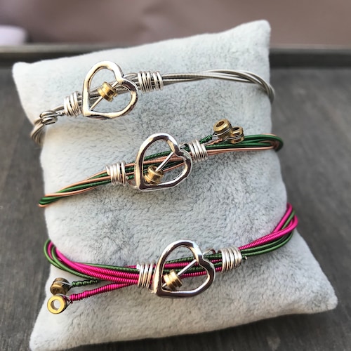 Heart Charm Folk Guitar String Bangle Musicians Giftstrings Etsy UK
