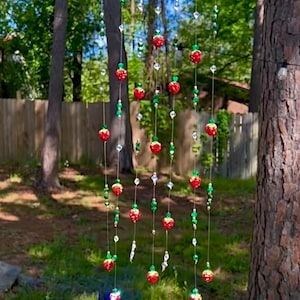 Strawberry Suncatcher, large Sun Catcher, Cottage core Suncatcher, Strawberry mobile