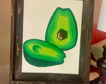 アボカドトーストの絵画 インパスト画 食べ物の絵画 トレンディな壁