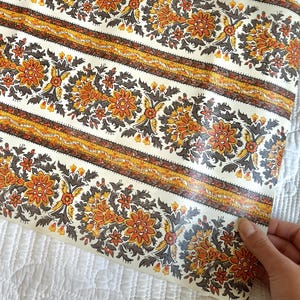 Vintage Schumacher Wallpaper Roll, Retro 70s Style Orange & Brown Floral Wallpaper, Vintage Wallpaper Panel