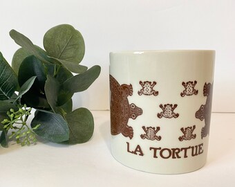 Vintage 1979 'La Tortue' Taylor & NG Coffee Mug, French Tortoise and Toads Design, Collectible Mugs Glazed Ceramic, Made in Japan