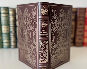 Vintage 1977 'The Flowers of Evil' by Charles Baudelaire Burgundy & Gold Embossed Leather-bound Book, The Franklin Library 100 Greatest Book