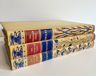 Vintage 1940's 'The American Poets Series' Lot of 3 Hardcover Books, Emerson/Whittier/Bryant, The Heritage Press New York, Poems/Poetry