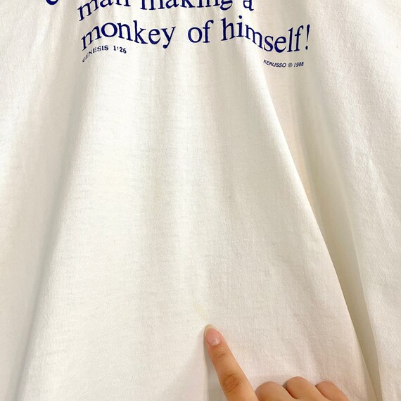 Vintage 1988 Kerusso Genesis 1:26 Evolution Monkey T-shirt
