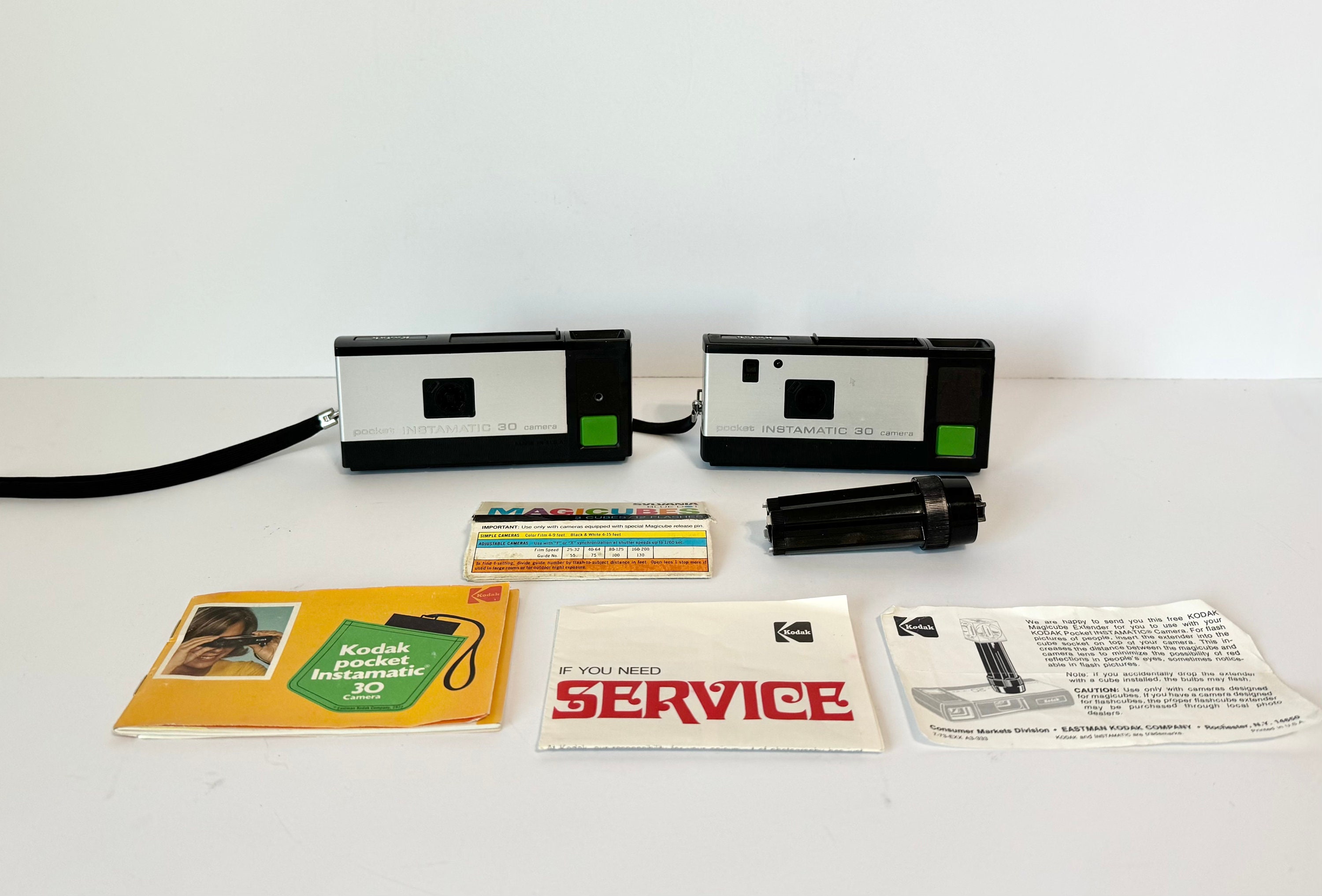 Vintage 1970s Kodak Pocket Instamatic 30 Film Camera, Pair of