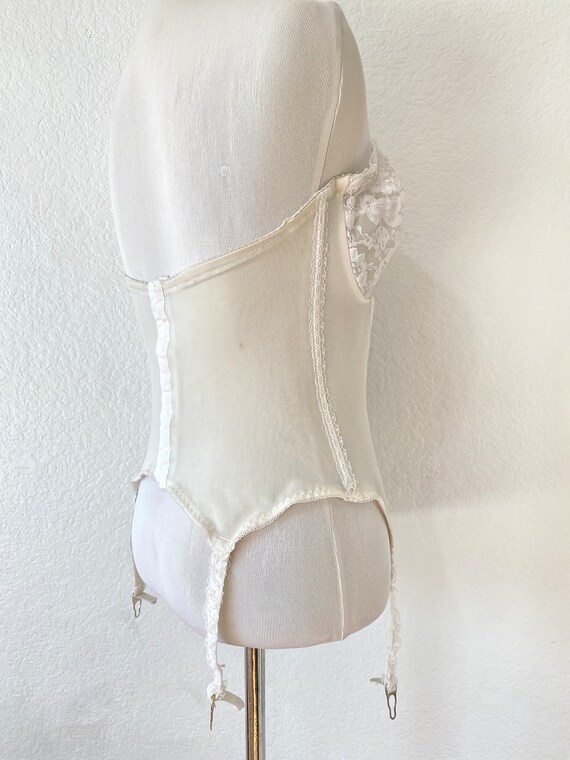 Vintage 1970s Adonna White Lace Corset Bustier 38… - image 8