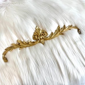 Vintage Solid Brass Rococo Architectural Wall Pediment, Wall Ornament Plaque Frame Topper Artwork Accent