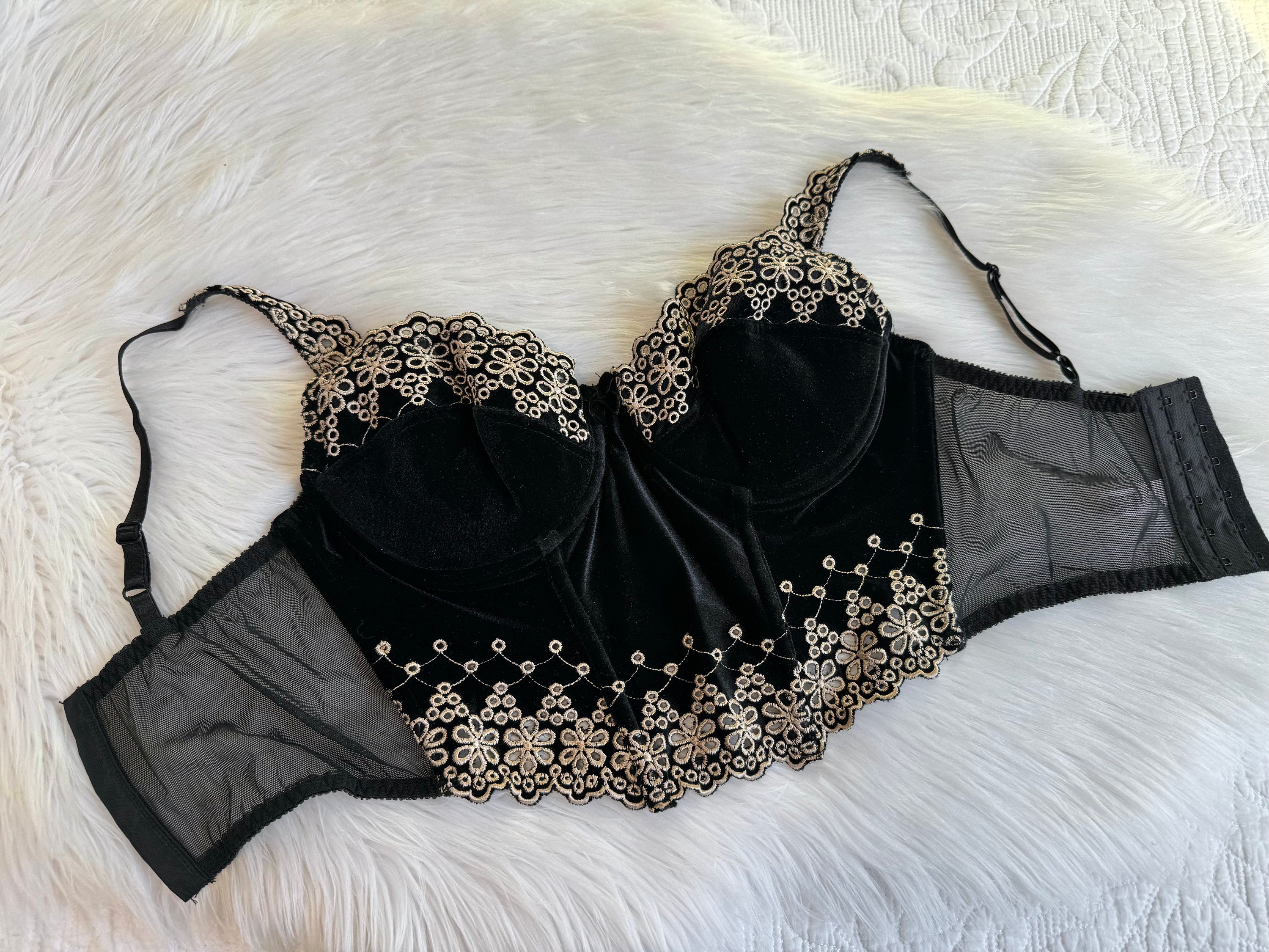Victoria's Secret Black Velvet Rhinestone Bra 34A Size 34 A - $32 - From  Noelle